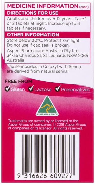 Coloxyl and Senna Tabs 90s