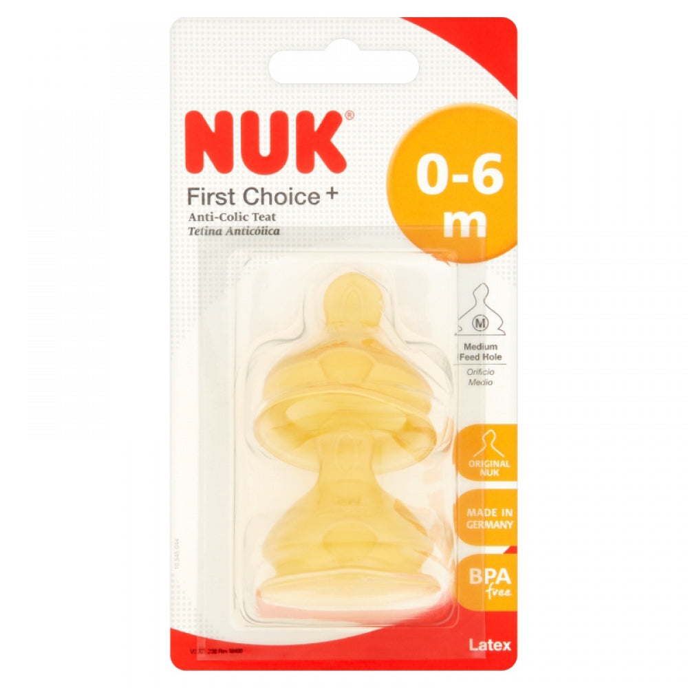 NUK FC+ Latex Teat Sz1 med hole 2pk