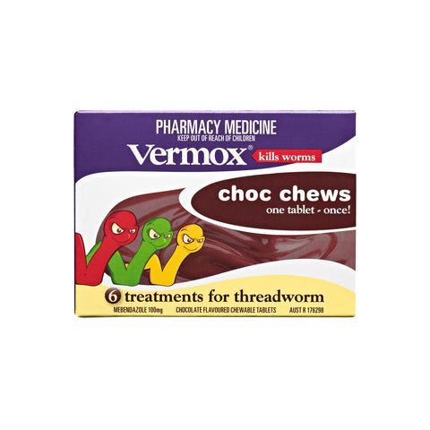 VERMOX Chocolate Chews Tabs 6s