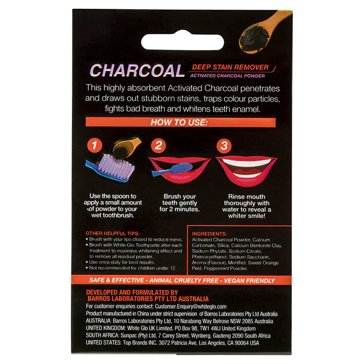 WHITE GLO A/C Teeth Whiten. Pwd 30g