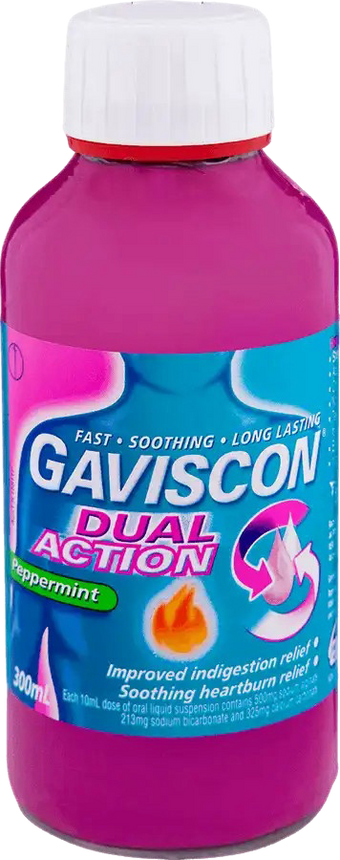compare product GAVISCON Dual Act. P/Mint Liq 300ml