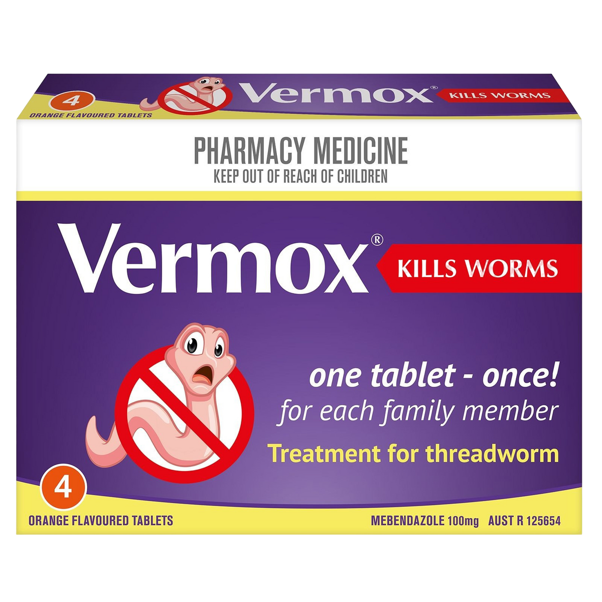 VERMOX Orange Tabs 100mg 4s