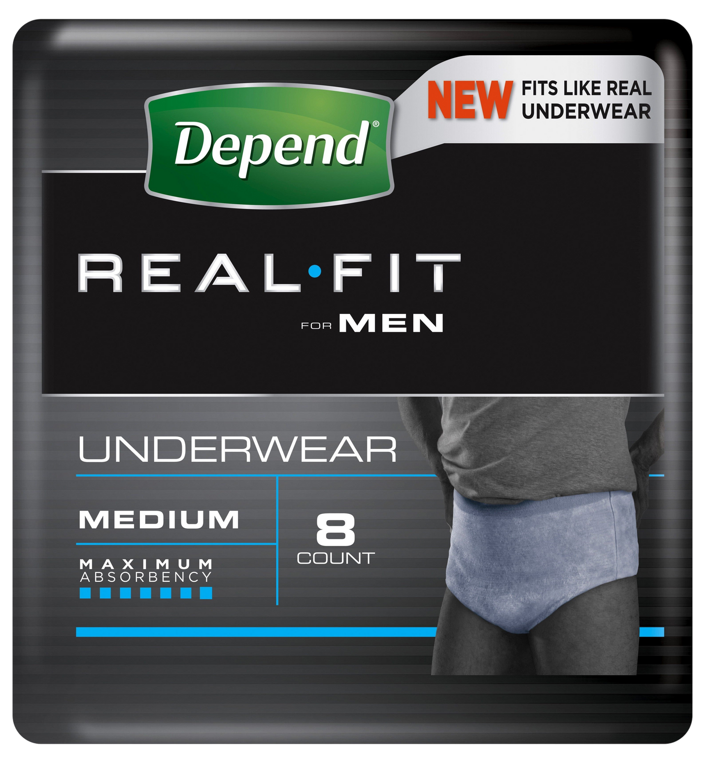 DEPEND REALFIT LGE Mens 8pk