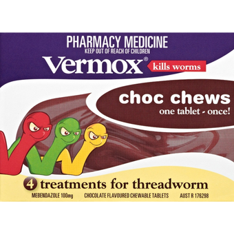 compare product VERMOX Chocolate Chews Tabs 4s