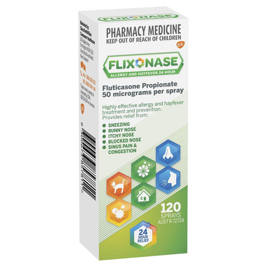 Flixonase fluticasone allergy nasal spray 120 sprays for hayfever - Baillie & Lewis Pharmacy Invercargill