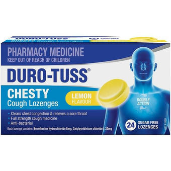 compare product Duro-Tuss Chesty Cough Loz Lemon 24s