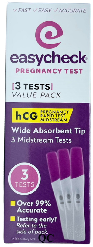 compare product EASYCHECK Pregnancy Test 3pk Purple