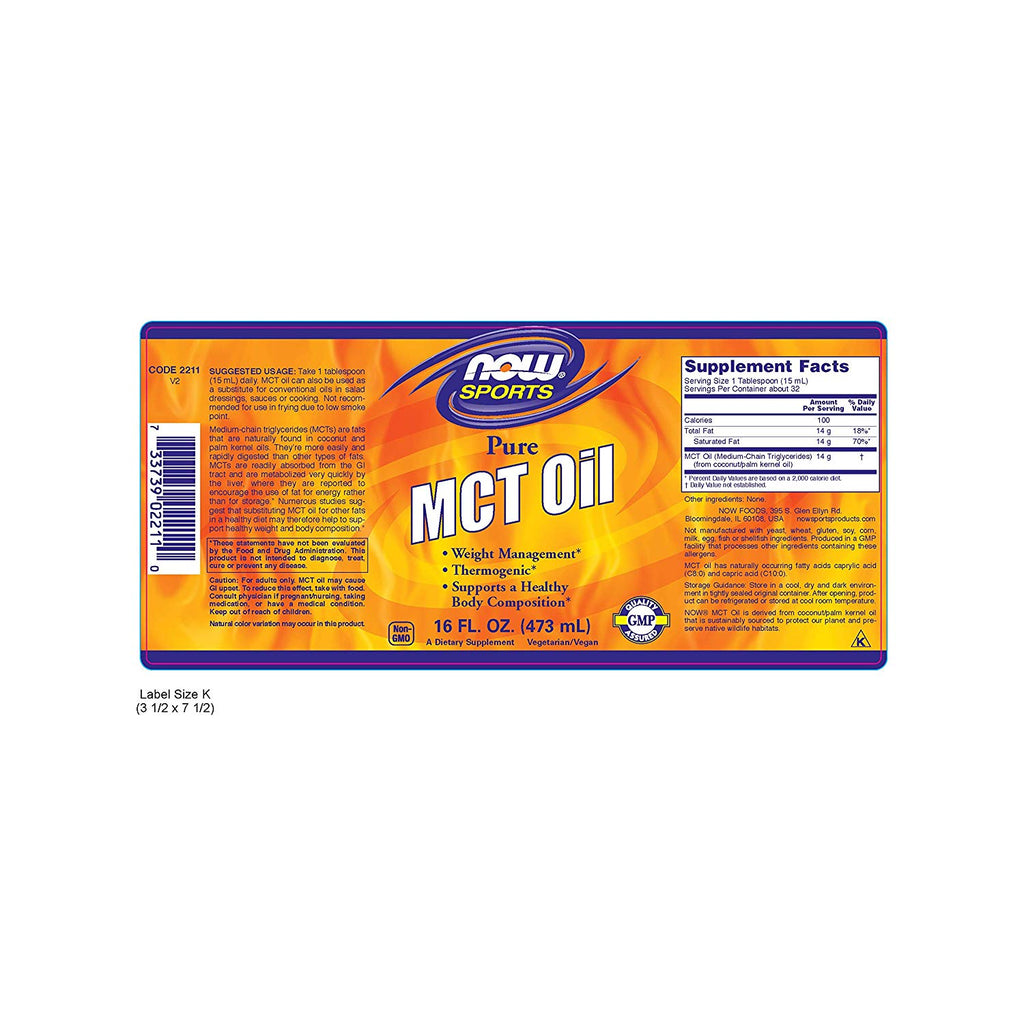 NOW MCT Oil 100% pure 473ml