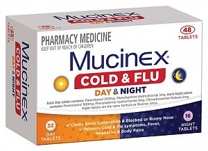 compare product Mucinex Cold & Flu Day & Night 48s