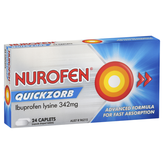 Nurofen Quickzorb ibuprofen capsules 24 pack for rapid pain relief - Invercargill Pharmacy