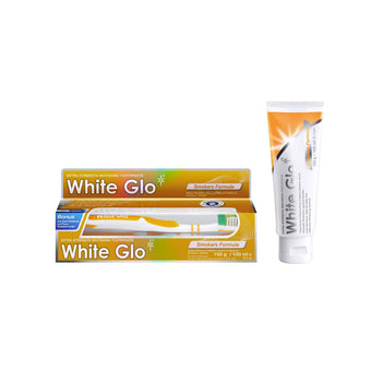 compare product WHITE GLO Smokers T/P 150g
