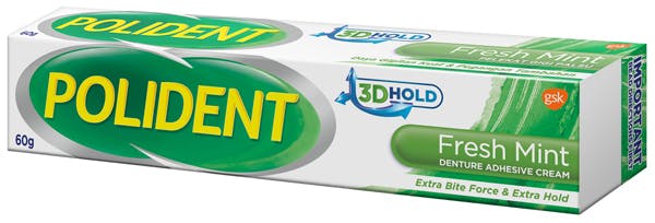 Polident fresh mint denture adhesive cream 60g for secure denture hold - Invercargill Pharmacy