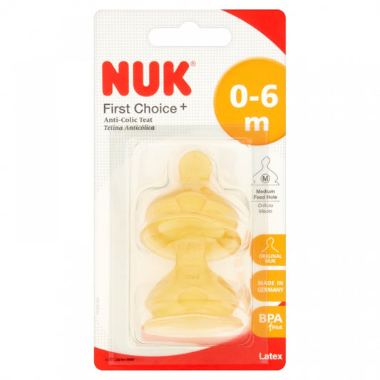NUK FC+ Latex Teat Sz1 med hole 2pk