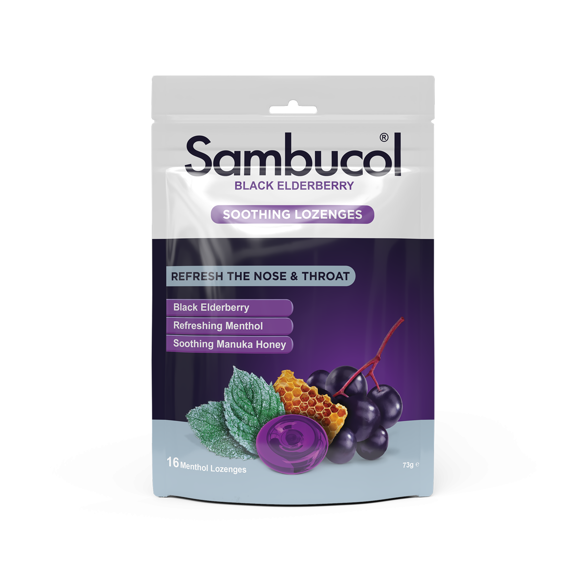 Sambucol elderberry lozenges nose and throat 16 pack - Invercargill Pharmacy