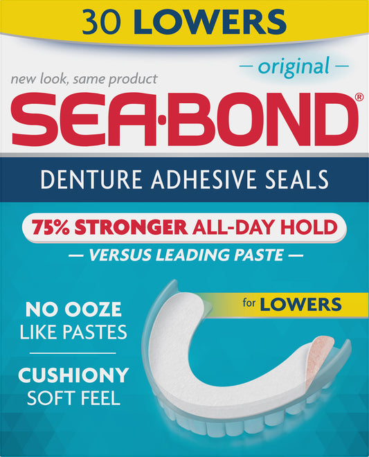 Seabond original denture adhesive wafers lowers 30 pack - Invercargill Pharmacy
