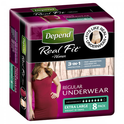 DEPEND REALFIT LGE Womens 8pk