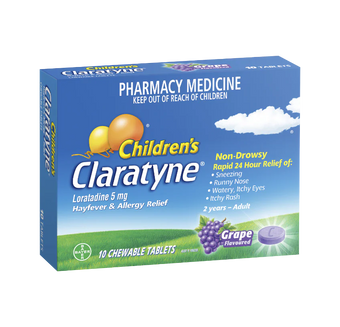compare product Claratyne Child Chw Grape Tab5mg 10s