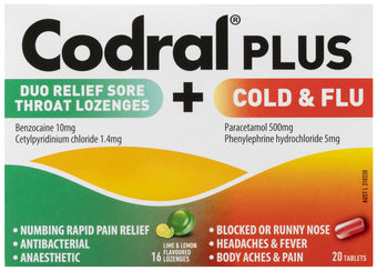 compare product CODRAL PLUS DUO RLF LOZ+COD C+F TAB