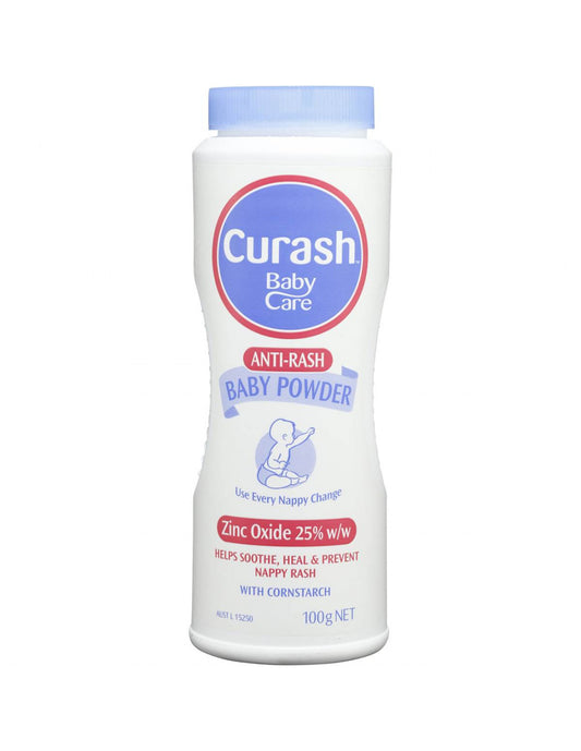 Curash anti-rash baby powder 100g for nappy rash prevention - Invercargill Pharmacy