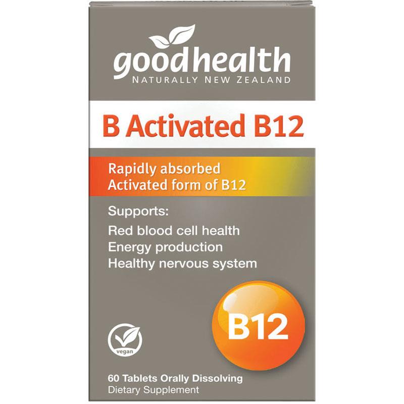 GHP B Activated B12 methylcobalamin tablets 60 pack for energy and nerve health - Baillie & Lewis Pharmacy Invercargill
