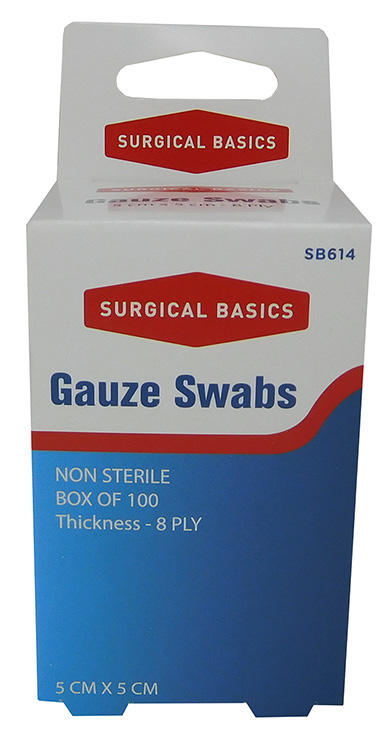 SB614 Gauze Swabs 5cmx5cm Bx100