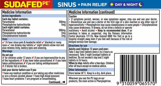 SUDAFED PE D&N Relief Tabs 48s