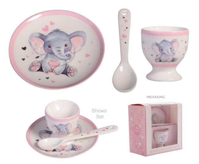 Baby Elephant Girl Egg Cup Set